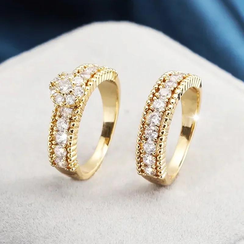 Graceful 2Pcs/Set Gold Color Zirconia Finger Rings for Women Delicate Brilliant Wedding Ceremony Party Accessories 6
Graceful 2Pcs/Set Gold Color Zirconia Finger Rings for Women Delicate Brilliant Wedding Ceremony Party Accessories 6