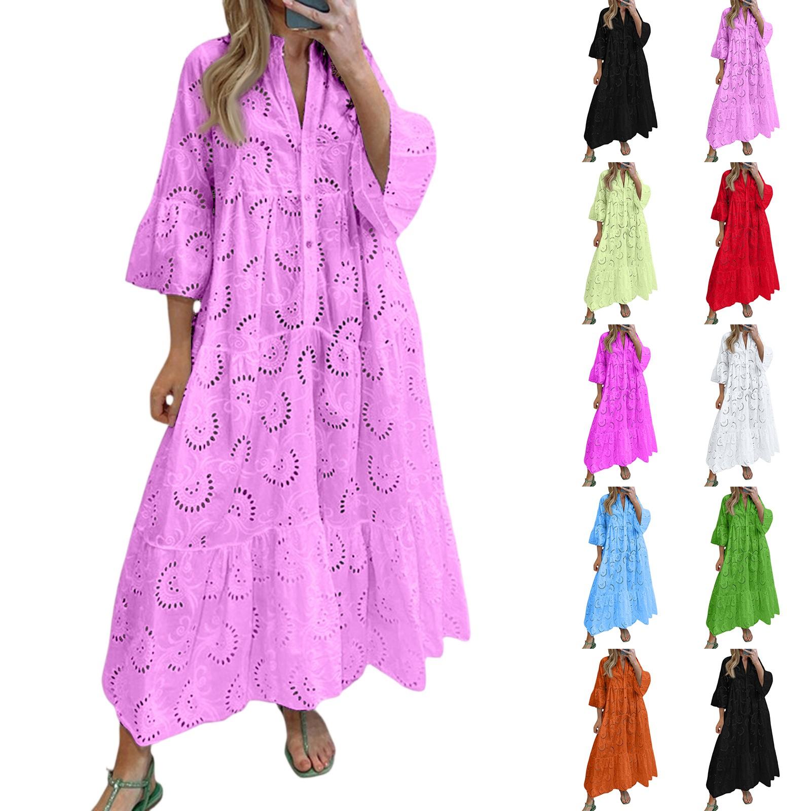 Women s Fashion V-neck Solid Color Large Size Loose Long Large Swing 3/4 Sleeved Dress L
Women s Fashion V-neck Solid Color Large Size Loose Long Large Swing 3/4 Sleeved Dress L