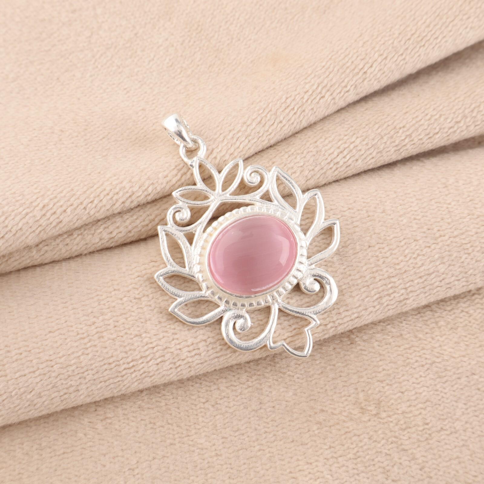 Pink Cat s Eye Gemstone 925 Stamped Silver Jewelry Handmade Women Chain Pendant CP-1-43
Pink Cat s Eye Gemstone 925 Stamped Silver Jewelry Handmade Women Chain Pendant CP-1-43