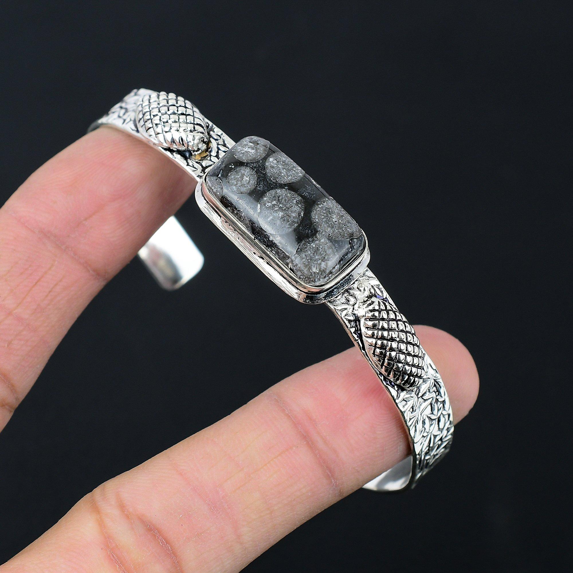 Браслет-бенгл из серебра 925 пробы с сияющим черным ископаемым кораллом, модный помолвочный Adjustable
Браслет-бенгл из серебра 925 пробы с сияющим черным ископаемым кораллом, модный помолвочный Adjustable