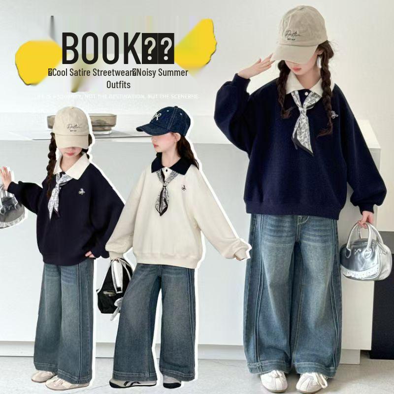 Girls Preppy Sweatshirt & Polo Set - Korean Style, Autumn/Spring Wear, Turn-Down Collar, Big Girls Outfit 150 cm темно-синього кольору
Girls Preppy Sweatshirt & Polo Set - Korean Style, Autumn/Spring Wear, Turn-Down Collar, Big Girls Outfit 150 cm темно-синього кольору