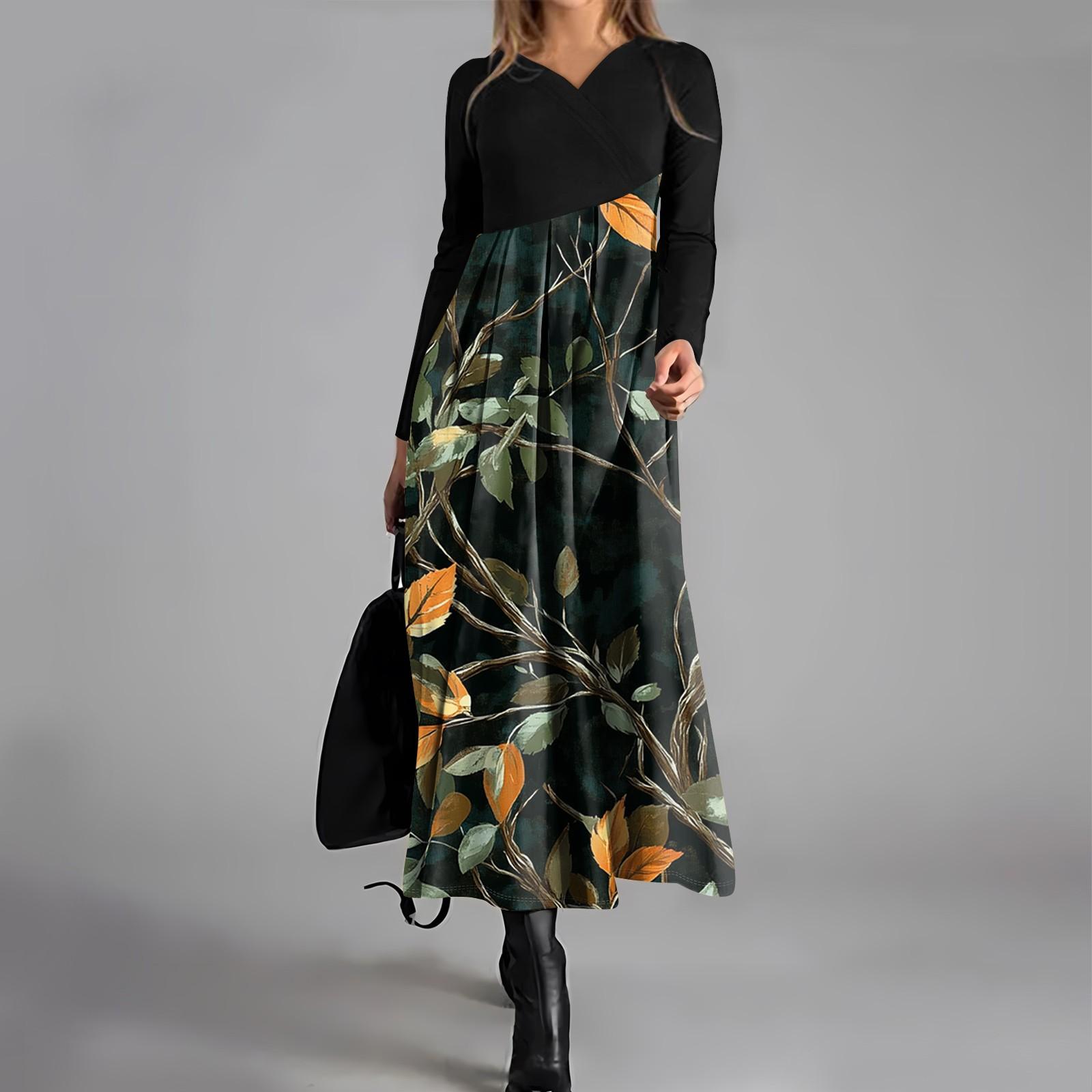 Женское повседневное модное платье с V-образным вырезом и длинными рукавами, принтом листьев, карманом на талии, большим свободным платьем L чёрный
Женское повседневное модное платье с V-образным вырезом и длинными рукавами, принтом листьев, карманом на талии, большим свободным платьем L чёрный