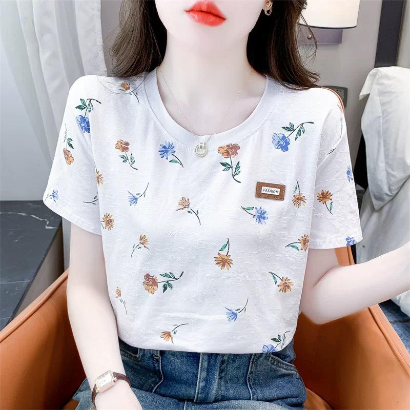 Женская футболка свободного кроя, облегающая, больших размеров, с коротким рукавом - Летний модный топ в корейском стиле L (suggested 115-130 jin) белый
Женская футболка свободного кроя, облегающая, больших размеров, с коротким рукавом - Летний модный топ в корейском стиле L (suggested 115-130 jin) белый