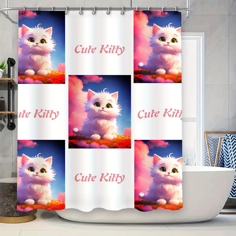 Adorable Kitten Shower Curtain Pink Cat With Glimmering Eyes Ideal For Bathroom Decoration – Add A Touch Of Whimsy W60H190(CM)-1 Pcs
Adorable Kitten Shower Curtain Pink Cat With Glimmering Eyes Ideal For Bathroom Decoration – Add A Touch Of Whimsy W60H190(CM)-1 Pcs