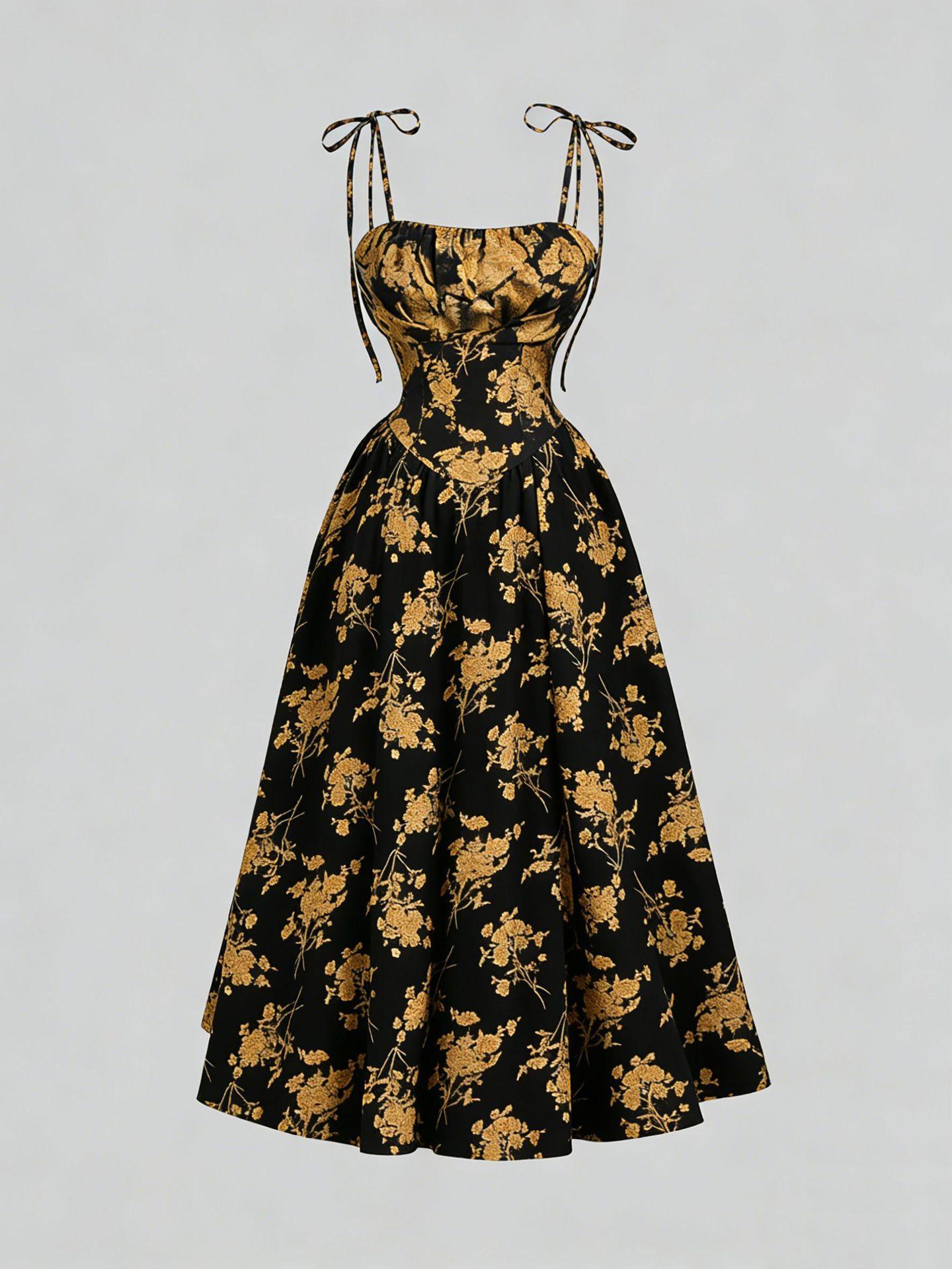 women s Tie Spaghetti Strap Floral Printed High Waist A Line Midi Dress Vintage Casual Dress 2XL
women s Tie Spaghetti Strap Floral Printed High Waist A Line Midi Dress Vintage Casual Dress 2XL