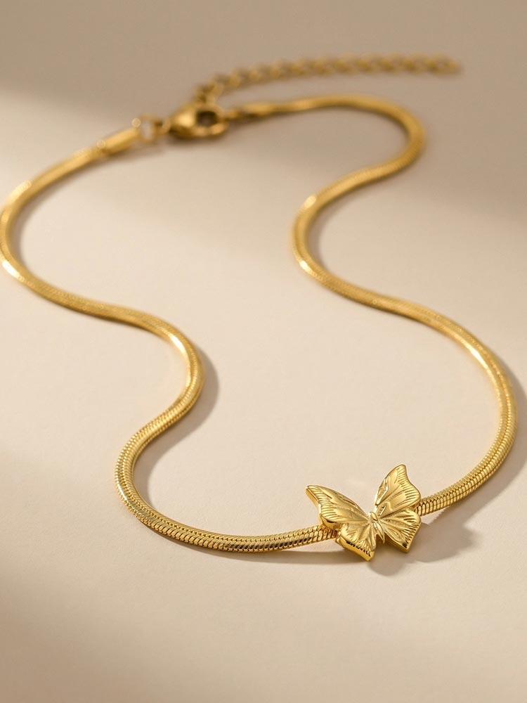 Statement Butterfly Snake Chain Necklace for Women Gold Plated Stainless Steel Butterfly Necklaces Simple Punk Jewelry Gift
Statement Butterfly Snake Chain Necklace for Women Gold Plated Stainless Steel Butterfly Necklaces Simple Punk Jewelry Gift