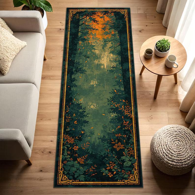 Forest Runner Rug Green Botanical Hallway Runner Nature Path Carpet with Art Deco Border Non Slip Entryway Kitchen Living Room 40X120CM
Forest Runner Rug Green Botanical Hallway Runner Nature Path Carpet with Art Deco Border Non Slip Entryway Kitchen Living Room 40X120CM