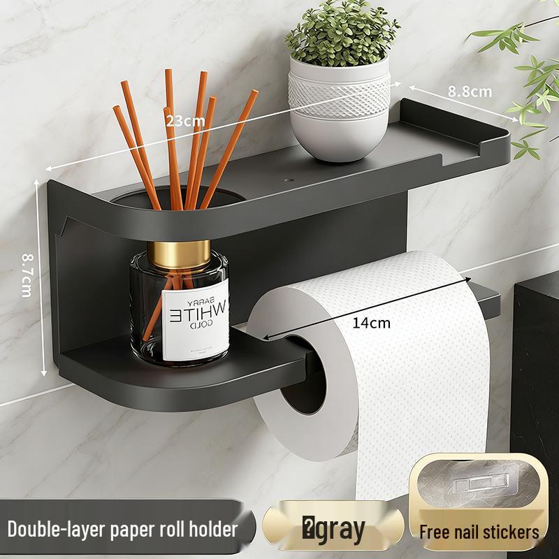 Punch-Free Wall-Mounted Bathroom Tissue and Phone Holder
Punch-Free Wall-Mounted Bathroom Tissue and Phone Holder