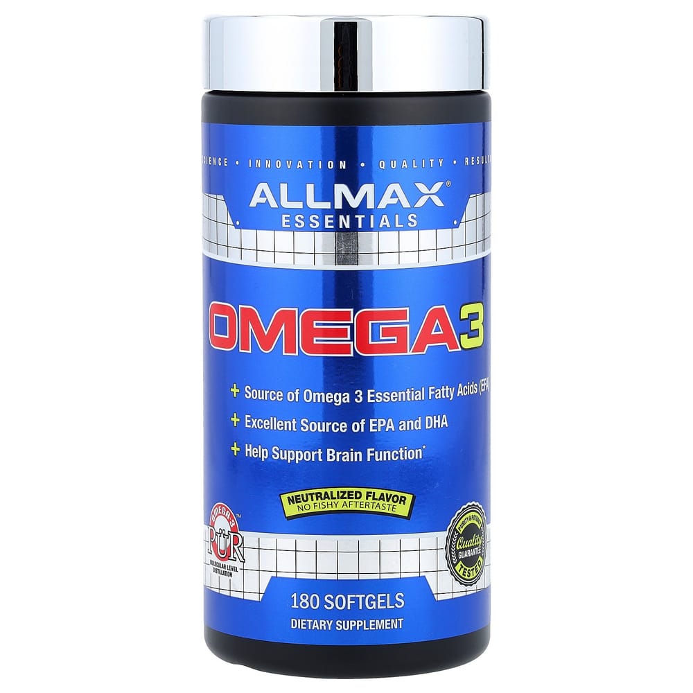 AllMax Nutrition Omega-3 Cold Water Fish Oil Softgels, 180 Count 180 pcs - 1 ea
AllMax Nutrition Omega-3 Cold Water Fish Oil Softgels, 180 Count 180 pcs - 1 ea