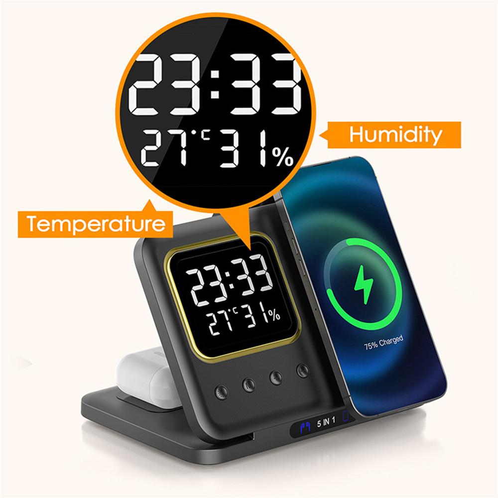 DH13 Clock Temperature Humidity Display Magnetic Phone Earphone Watch Wireless Charging Stand
DH13 Clock Temperature Humidity Display Magnetic Phone Earphone Watch Wireless Charging Stand