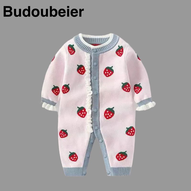 British Baby Spring and Autumn Clothing, Stylish Strawberry Knit Romper for Baby Girls, Suitable for Full Month and 100-Day Celebrations, Outdoor Wear Pink 59 cm
British Baby Spring and Autumn Clothing, Stylish Strawberry Knit Romper for Baby Girls, Suitable for Full Month and 100-Day Celebrations, Outdoor Wear Pink 59 cm