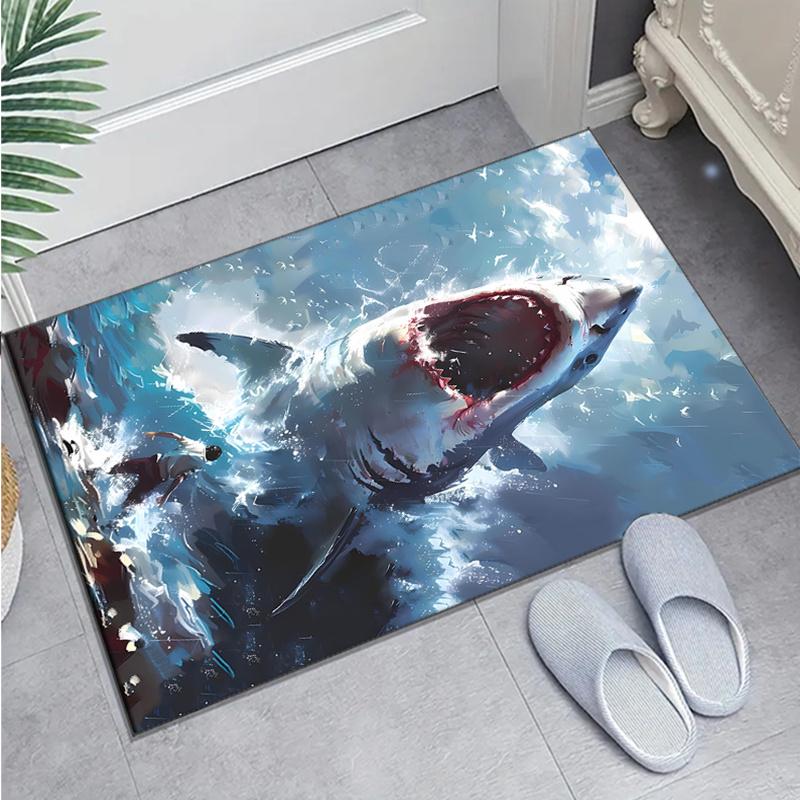 Shark Print Plush Area Rug - Crystal Velvet, Non-Slip Home Decor Carpet for Living Room & Bedroom, Vivid Underwater Scene with Surfing Figur 60cm x 90cm
Shark Print Plush Area Rug - Crystal Velvet, Non-Slip Home Decor Carpet for Living Room & Bedroom, Vivid Underwater Scene with Surfing Figur 60cm x 90cm