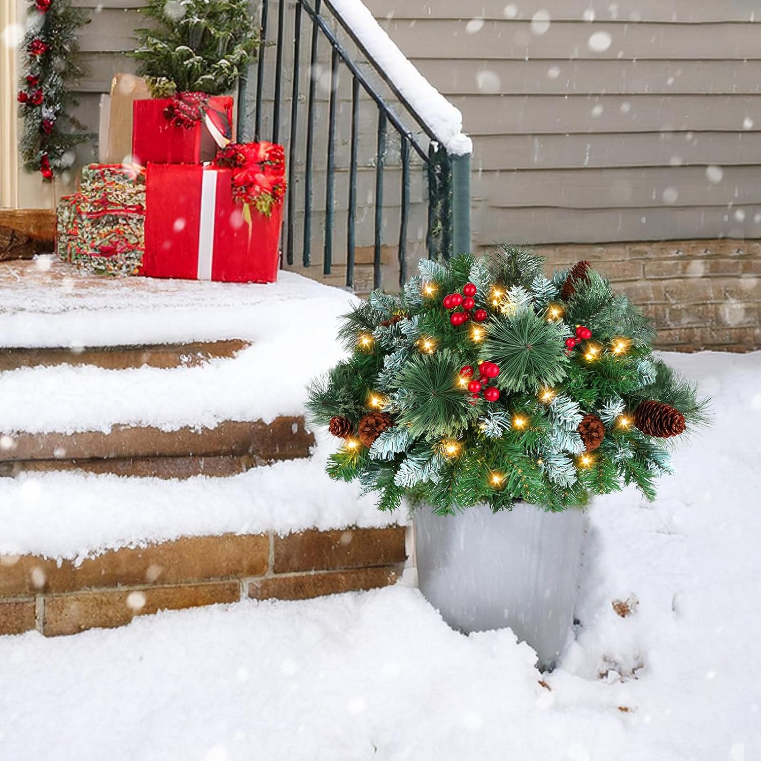 Набор из 2 штук подсвеченных искусственных рождественских елок для заполнения урн, 50 светодиодных ламп, всепогодный уличный декор 0.6M
Набор из 2 штук подсвеченных искусственных рождественских елок для заполнения урн, 50 светодиодных ламп, всепогодный уличный декор 0.6M