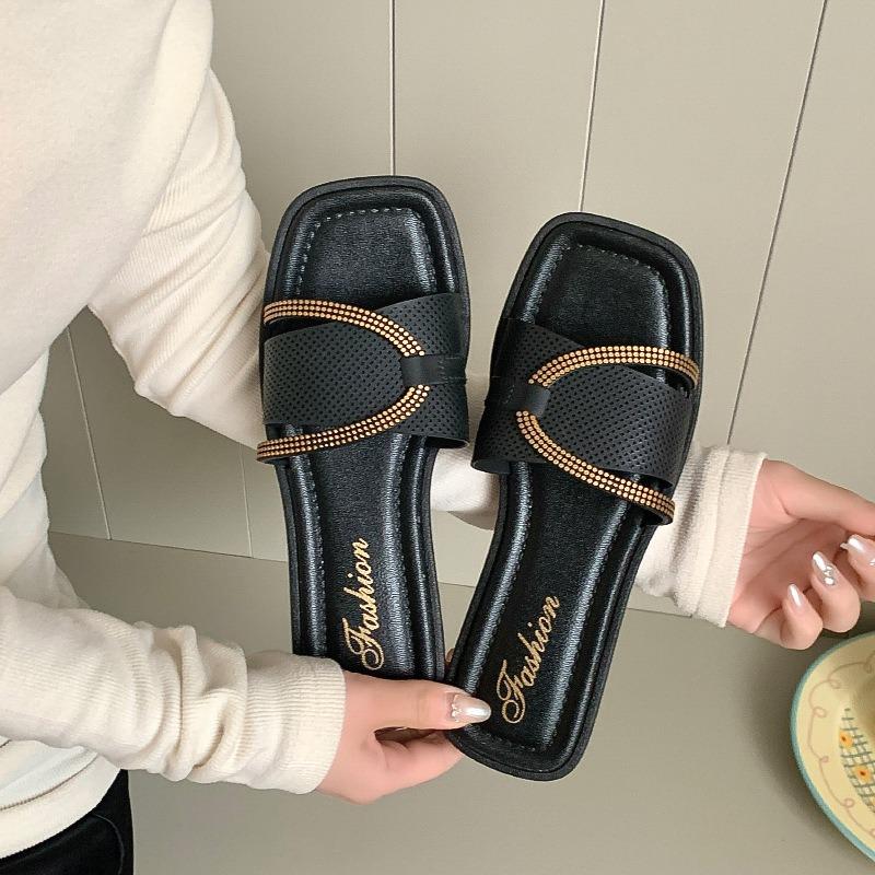 Women s Square Toe Slide Sandals Rhinestone Decor Casual Slippers Breathable Perforated Flat Shoes for Summer 41 чорний
Women s Square Toe Slide Sandals Rhinestone Decor Casual Slippers Breathable Perforated Flat Shoes for Summer 41 чорний