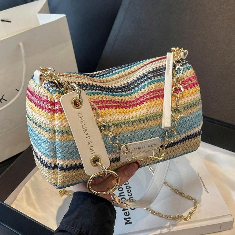 New Spring and Summer Contrast Fashionable Letter Patch Decorated Women s Shoulder Bag with Chain, Casual Vacation Straw Messenger Bag разноцветный
New Spring and Summer Contrast Fashionable Letter Patch Decorated Women s Shoulder Bag with Chain, Casual Vacation Straw Messenger Bag разноцветный