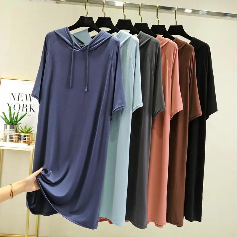 Spring Summer Solid Colors Female Clothing Streetwear Women s Hooded Dress Half Sleeves Modal Casual Loose Long Dress XXL чорний
Spring Summer Solid Colors Female Clothing Streetwear Women s Hooded Dress Half Sleeves Modal Casual Loose Long Dress XXL чорний