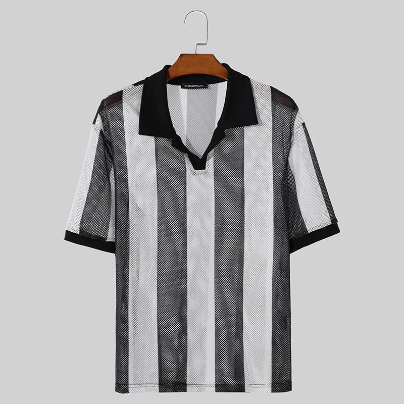 INCERUN Летняя мужская сетчатая прозрачная футболка с коротким рукавом, ажурные полосатые рубашки из нетканого полотна L чёрный
INCERUN Летняя мужская сетчатая прозрачная футболка с коротким рукавом, ажурные полосатые рубашки из нетканого полотна L чёрный