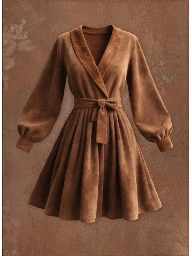 2026 Camel Suede Lapel Lace-up Short Coat Dress - European & American Retro Bathrobe Style Double Extra Large темно-коричневого
2026 Camel Suede Lapel Lace-up Short Coat Dress - European & American Retro Bathrobe Style Double Extra Large темно-коричневого
