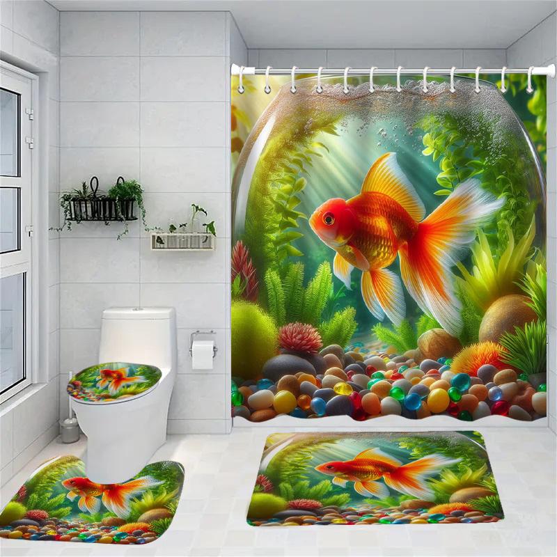 3D Fishes Shower Curtain Animal Bath Sets Waterproof Non-Slip Bathroom Rug Toilet U With 12 Hooks Home Deco W60H190(CM)-1 Pcs
3D Fishes Shower Curtain Animal Bath Sets Waterproof Non-Slip Bathroom Rug Toilet U With 12 Hooks Home Deco W60H190(CM)-1 Pcs