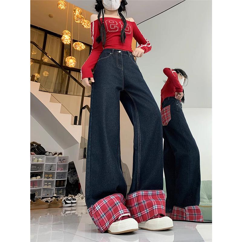 2024 Women s High Waist Red Plaid Patchwork Wide-Leg Jeans: Retro, Plus Size, Slimming, Spring/Autumn L
2024 Women s High Waist Red Plaid Patchwork Wide-Leg Jeans: Retro, Plus Size, Slimming, Spring/Autumn L