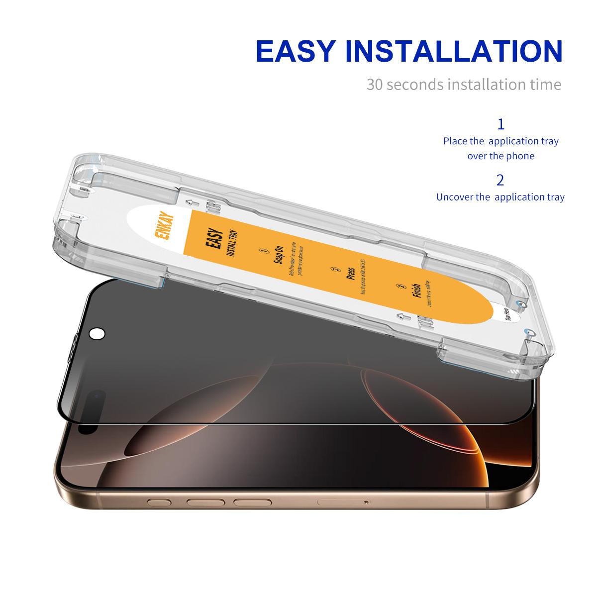 For iPhone 16 Pro Max Anti-Spy Film ENKAY HAT PRINCE Silk Printing Tempered Glass Screen Protector with Installation Tool Black
For iPhone 16 Pro Max Anti-Spy Film ENKAY HAT PRINCE Silk Printing Tempered Glass Screen Protector with Installation Tool Black