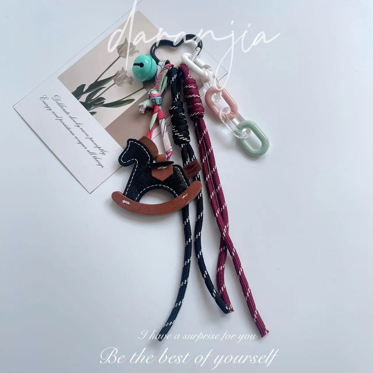 DIY keychain Hand woven rope Trojan backpack pendant Ins style multi-element ornament чорний
DIY keychain Hand woven rope Trojan backpack pendant Ins style multi-element ornament чорний