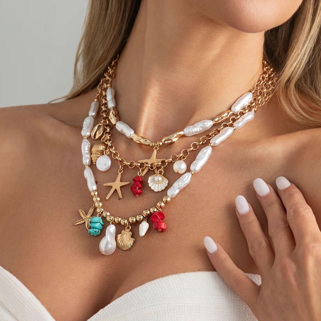 Ingemark 3Pcs/Set Trendy Exquisite Starfish Scallop Pendant Choker Necklace Women Boho Imitation Pearl Chain Beach Jewelry Gift
Ingemark 3Pcs/Set Trendy Exquisite Starfish Scallop Pendant Choker Necklace Women Boho Imitation Pearl Chain Beach Jewelry Gift