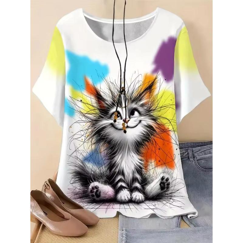 Cat Pattern Women s T-Shirt Casual Fashion Round Neck Short Sleeve Tops Animal Cat Printed Peplum OverSize Women s Clothing S
Cat Pattern Women s T-Shirt Casual Fashion Round Neck Short Sleeve Tops Animal Cat Printed Peplum OverSize Women s Clothing S