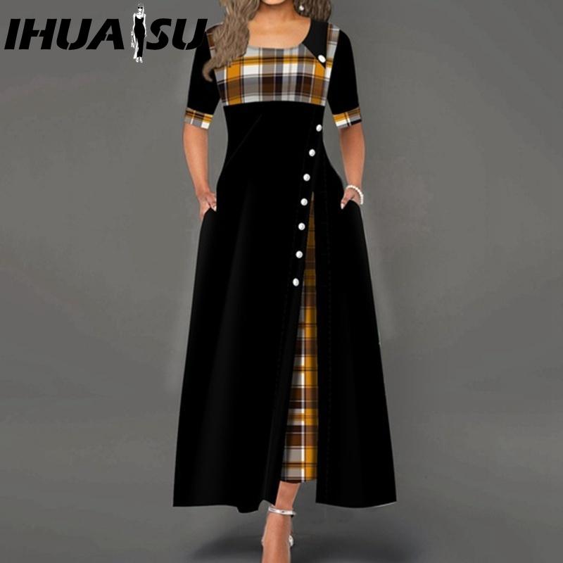 IHUASU Женское модное повседневное платье макси с нерегулярным принтом в клетку на пуговицах, с коротким рукавом и круглым вырезом, больших размеров, для вечеринок XXL чёрный
IHUASU Женское модное повседневное платье макси с нерегулярным принтом в клетку на пуговицах, с коротким рукавом и круглым вырезом, больших размеров, для вечеринок XXL чёрный