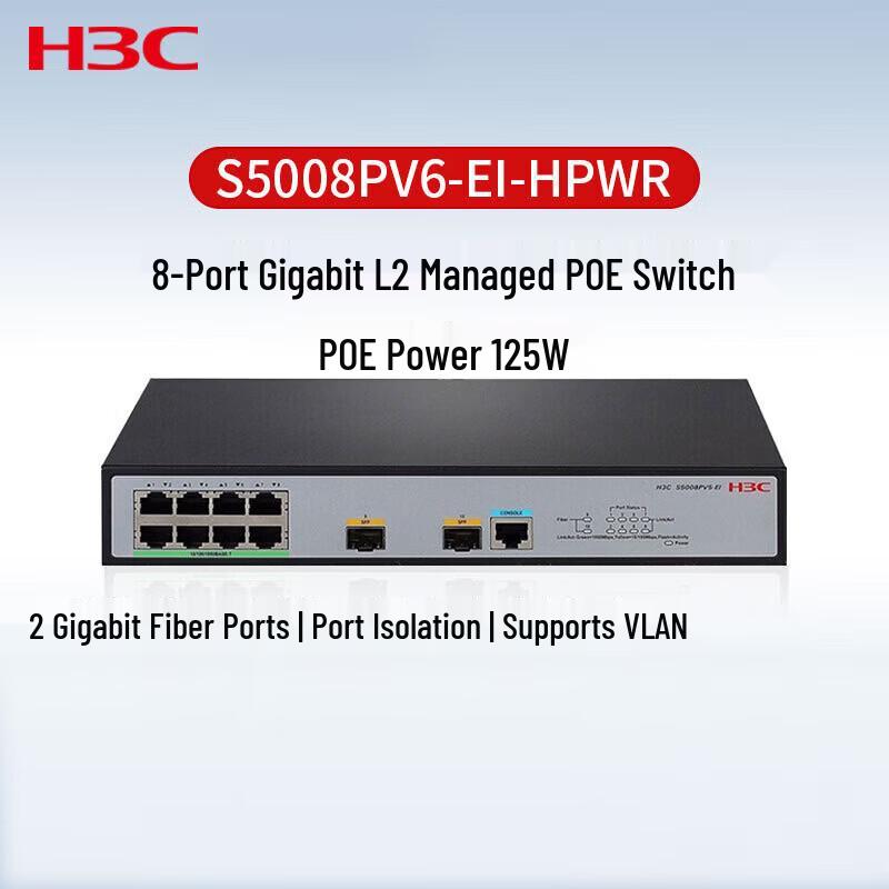 H3C S5008PV6-EI-HPWR 8-Port Gigabit PoE Managed Switch
H3C S5008PV6-EI-HPWR 8-Port Gigabit PoE Managed Switch