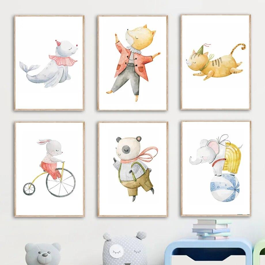 Лиса, медведь, косатка, слон, забавное шоу, настенное искусство, скандинавские постеры и принты, картины для детской комнаты
Лиса, медведь, косатка, слон, забавное шоу, настенное искусство, скандинавские постеры и принты, картины для детской комнаты