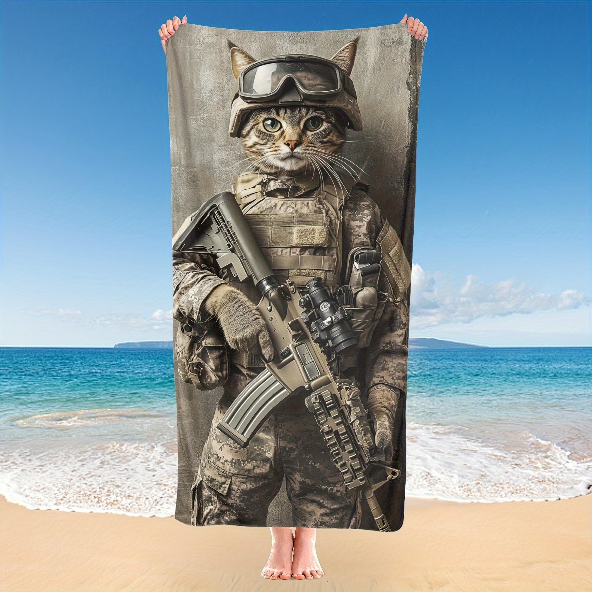 Military Soldier Cat Tactical Beach Towel, Quick Dry Super Absorbent Sandproof for Pool Travel W30*H60(CM)
Military Soldier Cat Tactical Beach Towel, Quick Dry Super Absorbent Sandproof for Pool Travel W30*H60(CM)