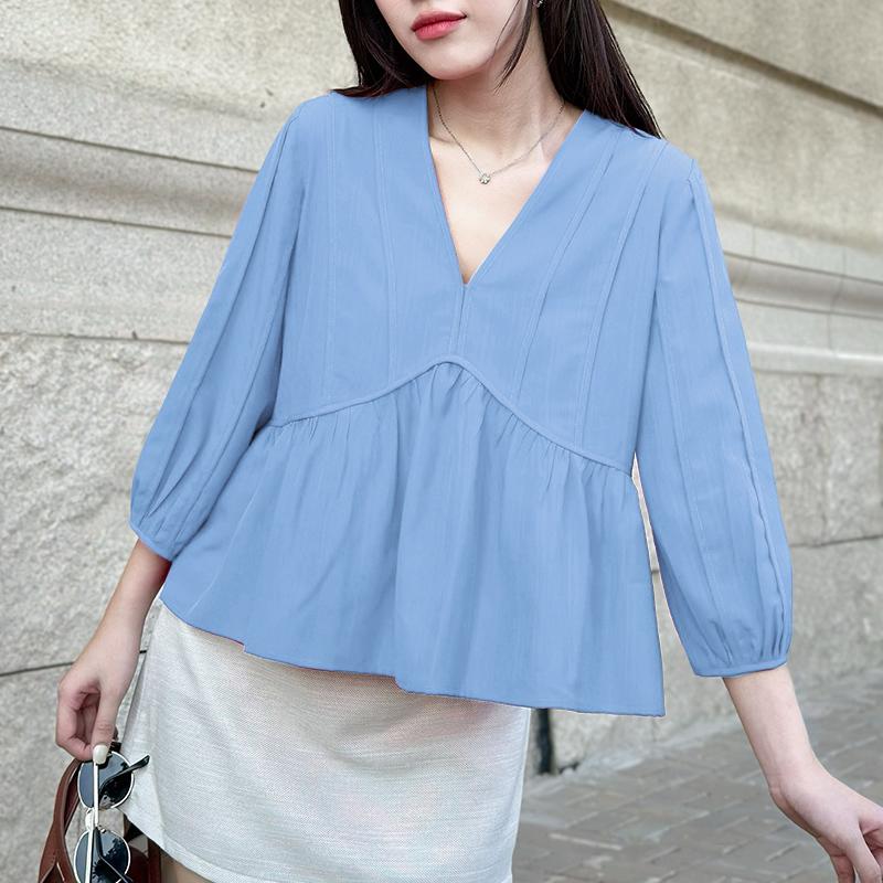 ZANZEA Женская повседневная блузка с V-образным вырезом, свободного кроя, с рукавами 3/4, однотонная 4XL синий
ZANZEA Женская повседневная блузка с V-образным вырезом, свободного кроя, с рукавами 3/4, однотонная 4XL синий