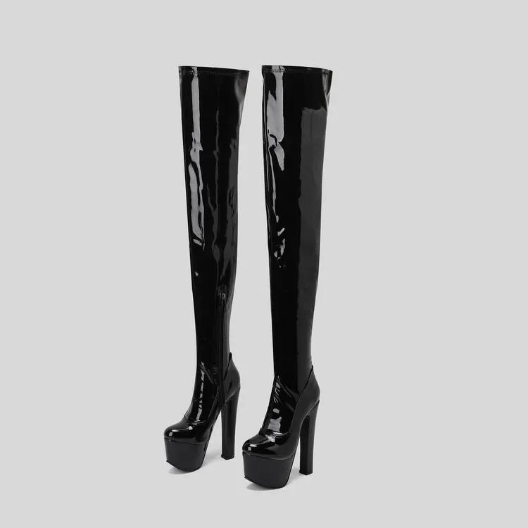 17 Cm Ultra High Heel Thigh Boots Women Stretch Patent Leather Zipper Over-the-Knee Crotch Boot Platform Shoe 35
17 Cm Ultra High Heel Thigh Boots Women Stretch Patent Leather Zipper Over-the-Knee Crotch Boot Platform Shoe 35