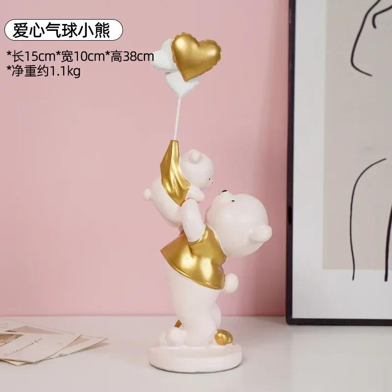 LMHBJY Креативные и жестокие украшения для прихожей в виде медведя, современные мультяшные, для гостиной, дома, для рабочего стола, медведь для родителей и детей, смола, ручная работа