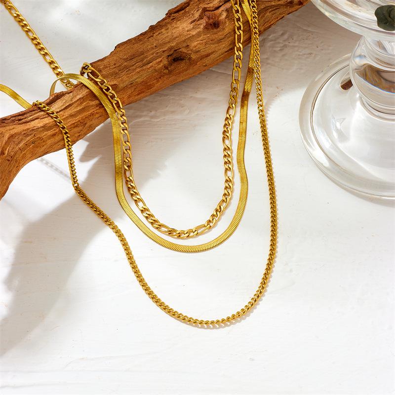 Trendy European & American Layered Snake Chain Necklace: Stainless Steel, Three-Layer Multi-Chain Design
Trendy European & American Layered Snake Chain Necklace: Stainless Steel, Three-Layer Multi-Chain Design