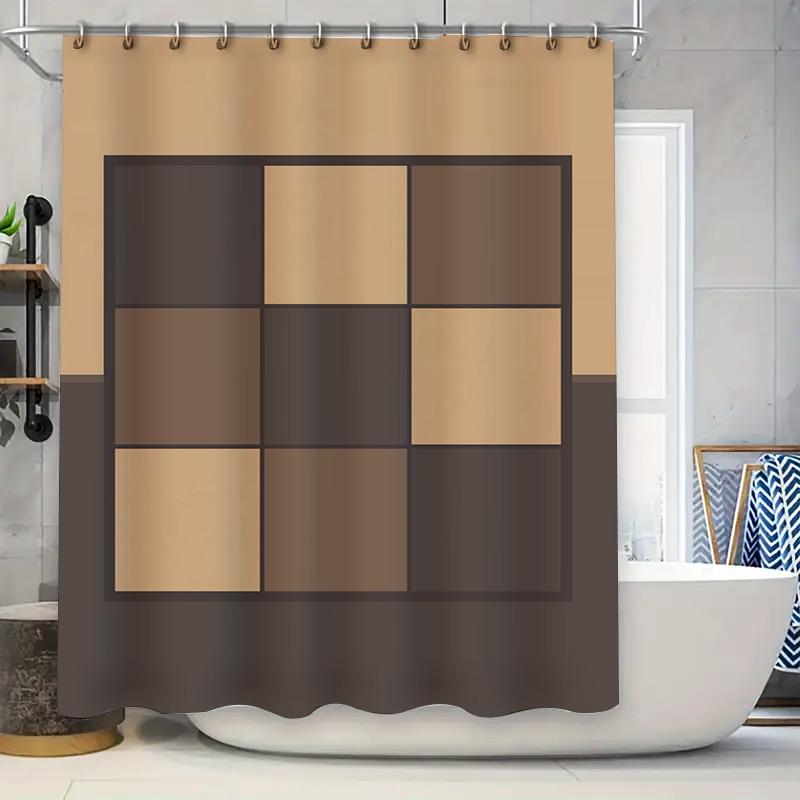 Luxury 3D Bathroom Shower Curtain Set with Modern Geometric Design Dark Brown Beige Rectangles Waterproof Polyester Fabric for H 90x180cm
Luxury 3D Bathroom Shower Curtain Set with Modern Geometric Design Dark Brown Beige Rectangles Waterproof Polyester Fabric for H 90x180cm