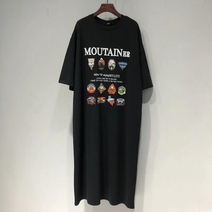 YYFS Женская мода Лето Весна Рукава 1/2 Круглый вырез Свободная талия Повседневные платья M чёрный