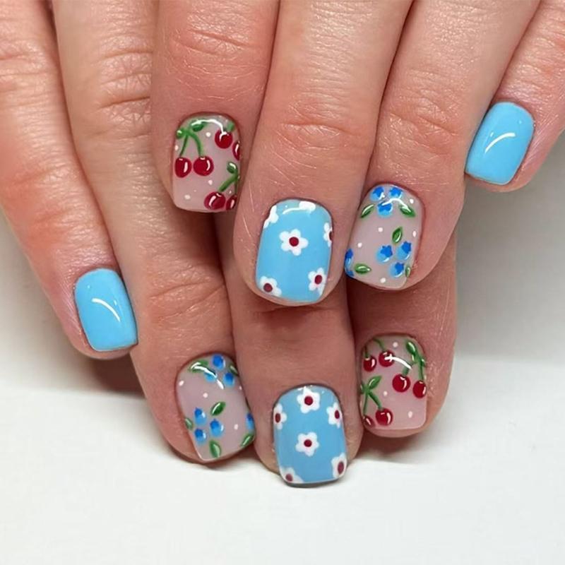 Blue White Floral Blueberry Sweet Design Square False Nail Pack of 24Pieces Artificial Nail Romance Design Easy Apply 1
Blue White Floral Blueberry Sweet Design Square False Nail Pack of 24Pieces Artificial Nail Romance Design Easy Apply 1
