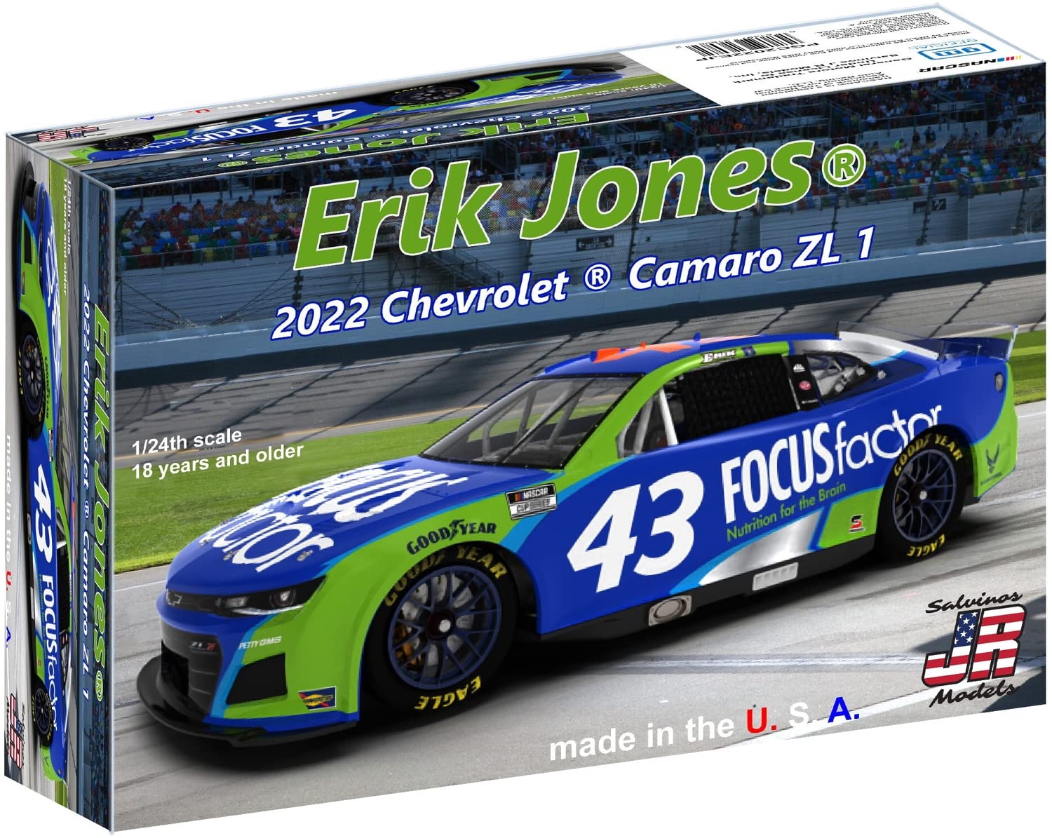 Salvinos Model Scale NASCAR 2022 Camaro ZL1 GMS Racing Erik Jones Main Sponsor Color Plastic Model Kit SJMPGC2022EJP J.R. 1/24
Salvinos Model Scale NASCAR 2022 Camaro ZL1 GMS Racing Erik Jones Main Sponsor Color Plastic Model Kit SJMPGC2022EJP J.R. 1/24