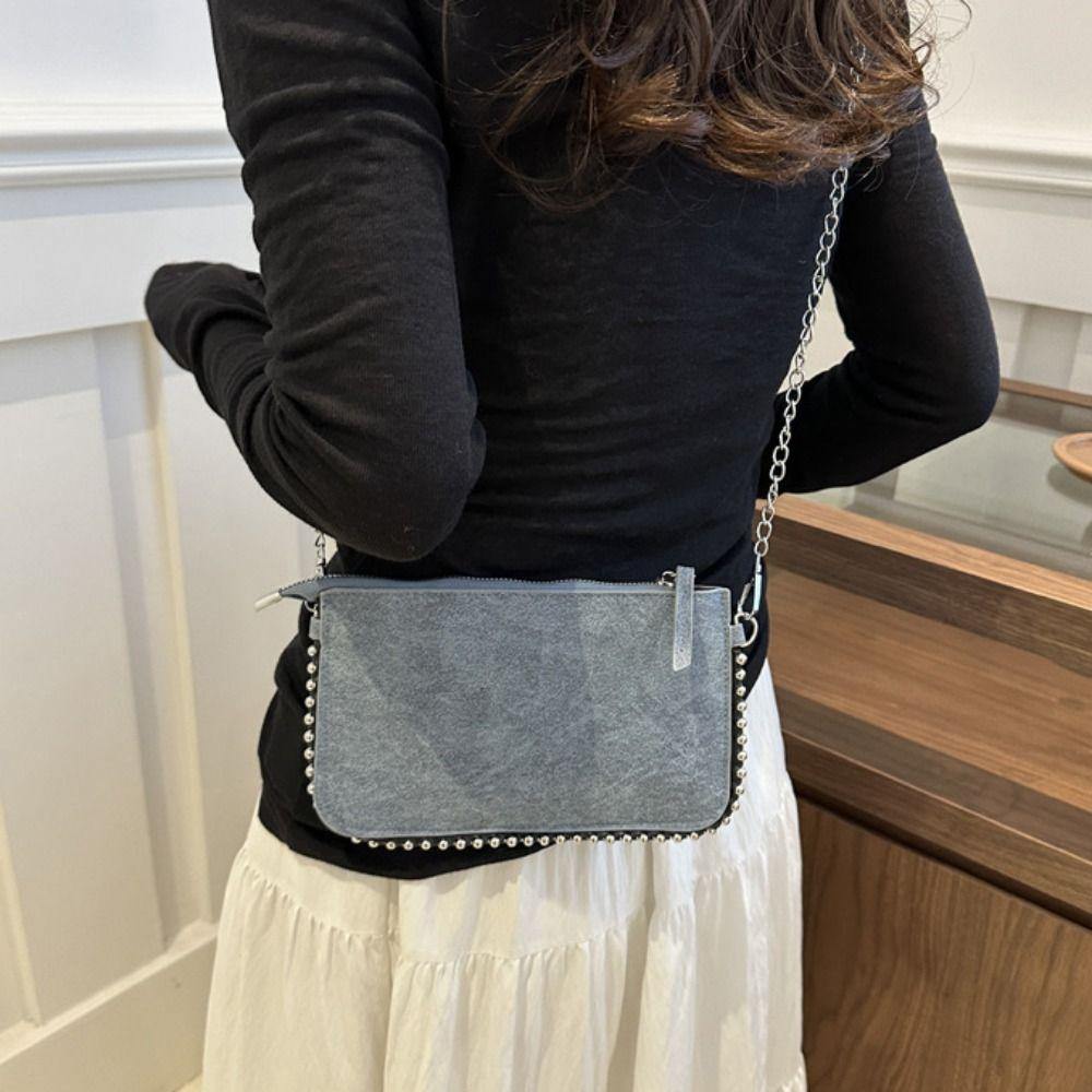 Korean Style Underarm Tote Bag Rivet Luxury Handbag Fashion Vintage Shoulder Bag Female чорний 
Korean Style Underarm Tote Bag Rivet Luxury Handbag Fashion Vintage Shoulder Bag Female чорний