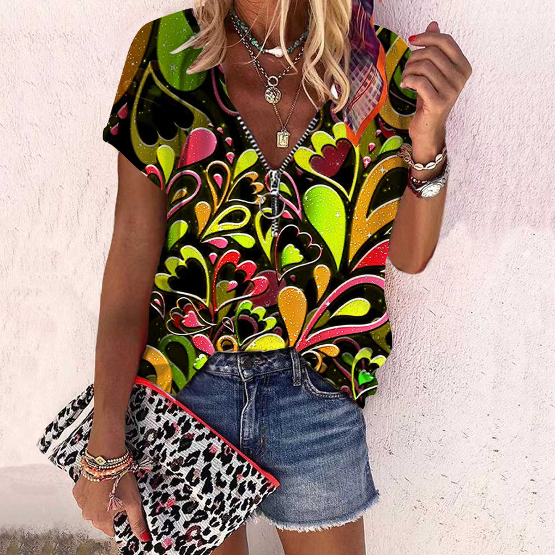 Женский топ, летняя новая мода, повседневный топ с короткими рукавами и застежкой-молнией с рисунком листьев розы и v-образным вырезом 8XL жёлтый
Женский топ, летняя новая мода, повседневный топ с короткими рукавами и застежкой-молнией с рисунком листьев розы и v-образным вырезом 8XL жёлтый