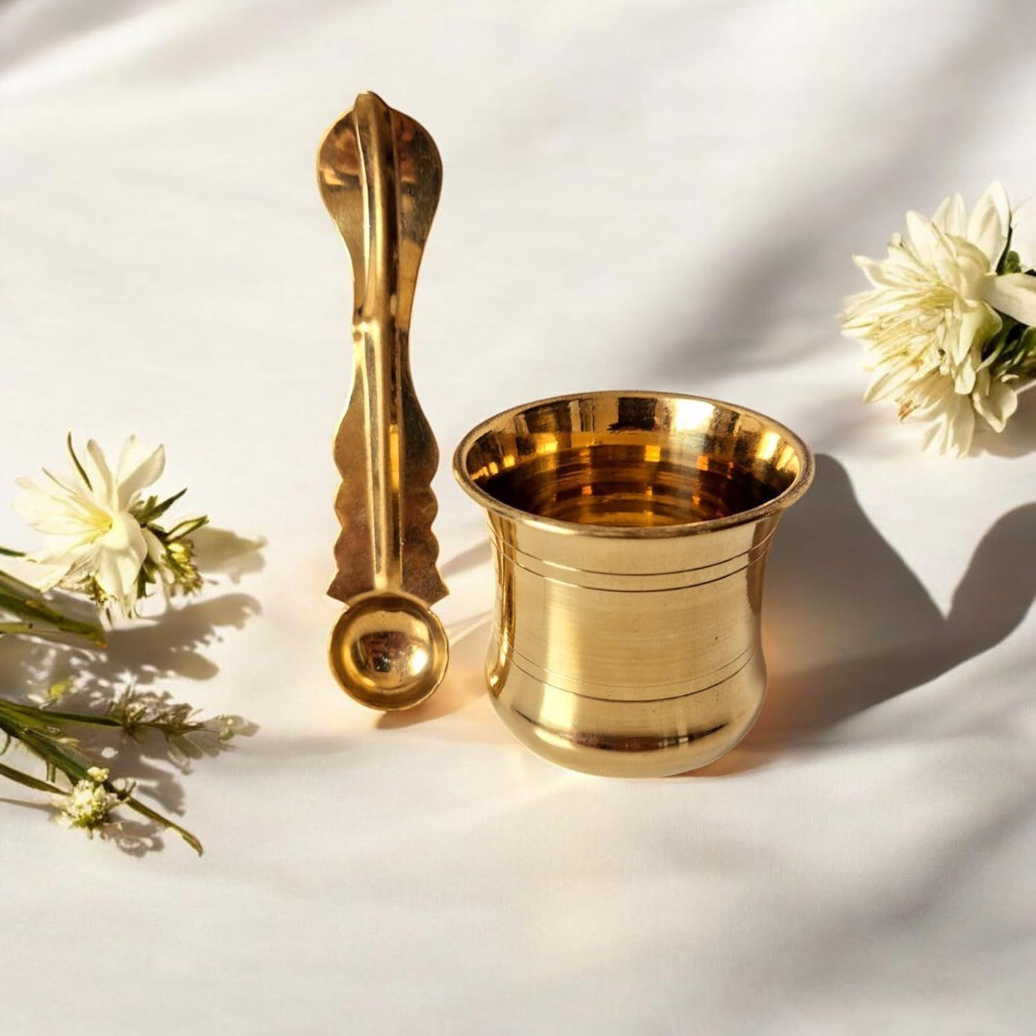 Brass Panchpatra Set with Snake Head Design Spoon(Udarini) | Pooja Accessory for Home or Office Temple
Brass Panchpatra Set with Snake Head Design Spoon(Udarini) | Pooja Accessory for Home or Office Temple