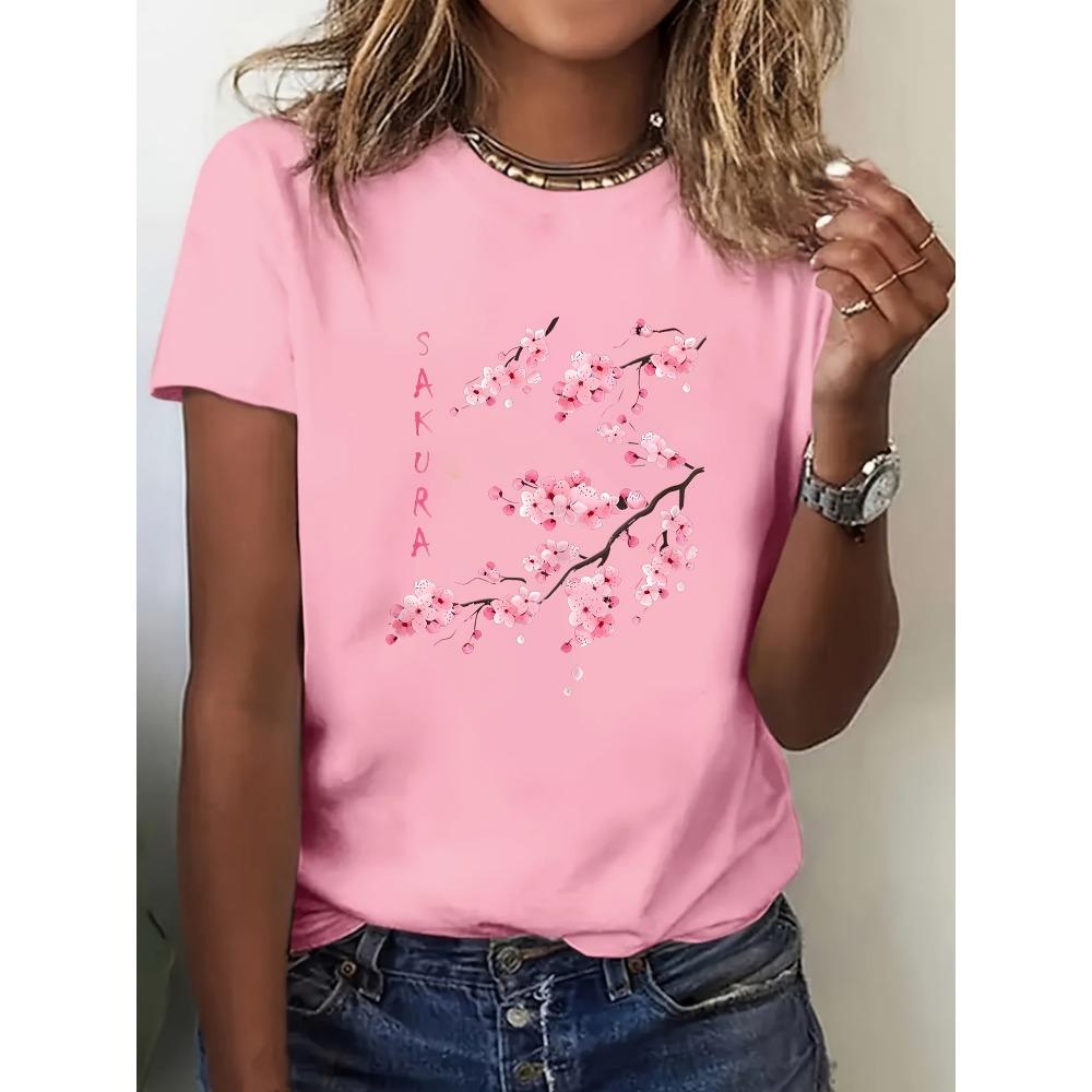 Elegant cherry blossom pattern women s short sleeved T-shirt XL
Elegant cherry blossom pattern women s short sleeved T-shirt XL