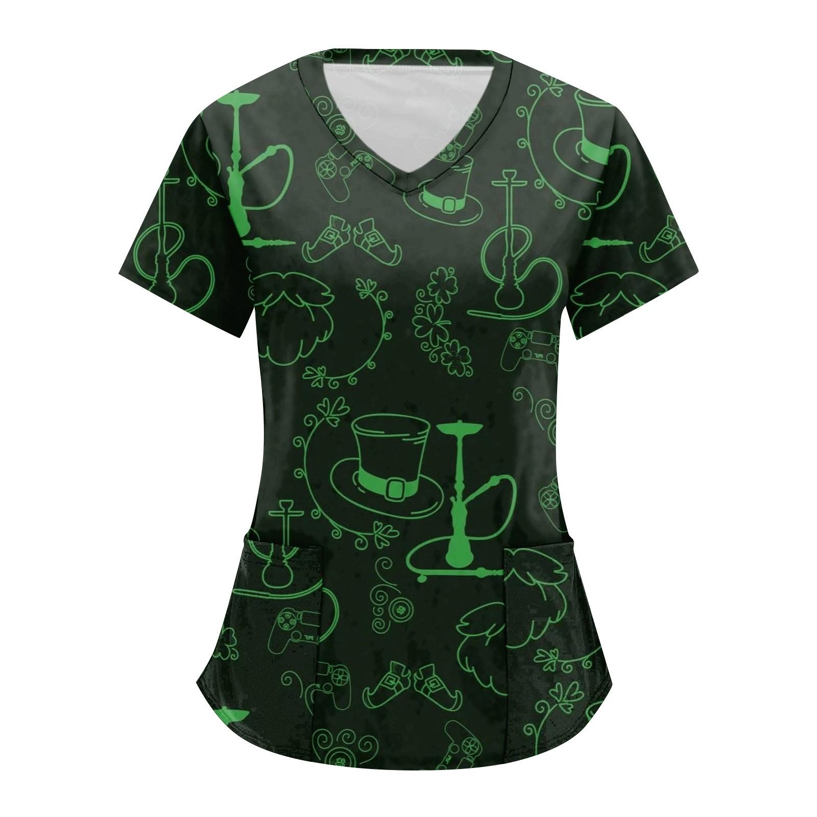 Жіноча робоча блузка з V-подібним вирізом і короткими рукавами з принтом Святого Патріка XL Темно-синій
Жіноча робоча блузка з V-подібним вирізом і короткими рукавами з принтом Святого Патріка XL Темно-синій