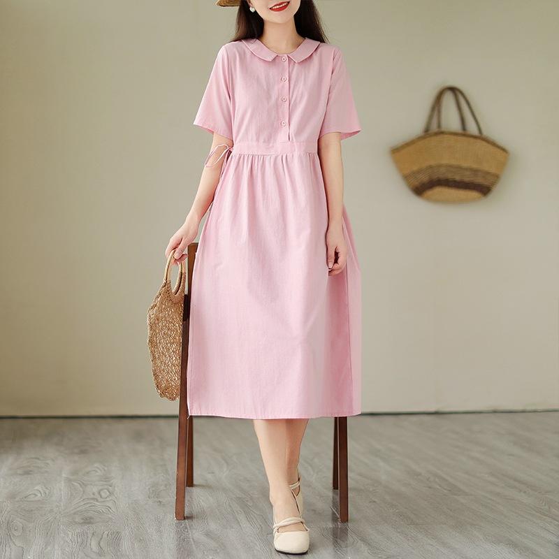 Однотонное платье из хлопка и льна с лацканами женское 2025 лето новое веерное платье миди с коротким рукавом большого размера А-силуэта M розовый
Однотонное платье из хлопка и льна с лацканами женское 2025 лето новое веерное платье миди с коротким рукавом большого размера А-силуэта M розовый