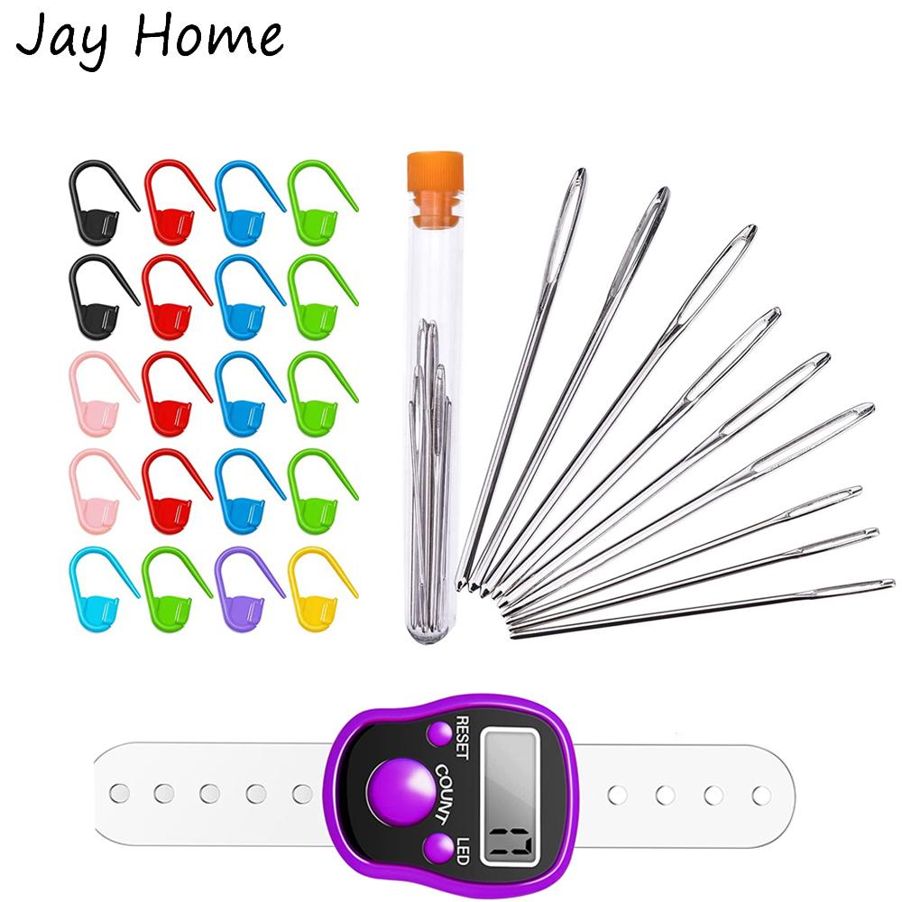 30PCS Knitting Craft Sets Electronic Stitch Row Counter & Locking Stitch Marker & Large Eye Blunt Sewing Needle for Crocheting
30PCS Knitting Craft Sets Electronic Stitch Row Counter & Locking Stitch Marker & Large Eye Blunt Sewing Needle for Crocheting