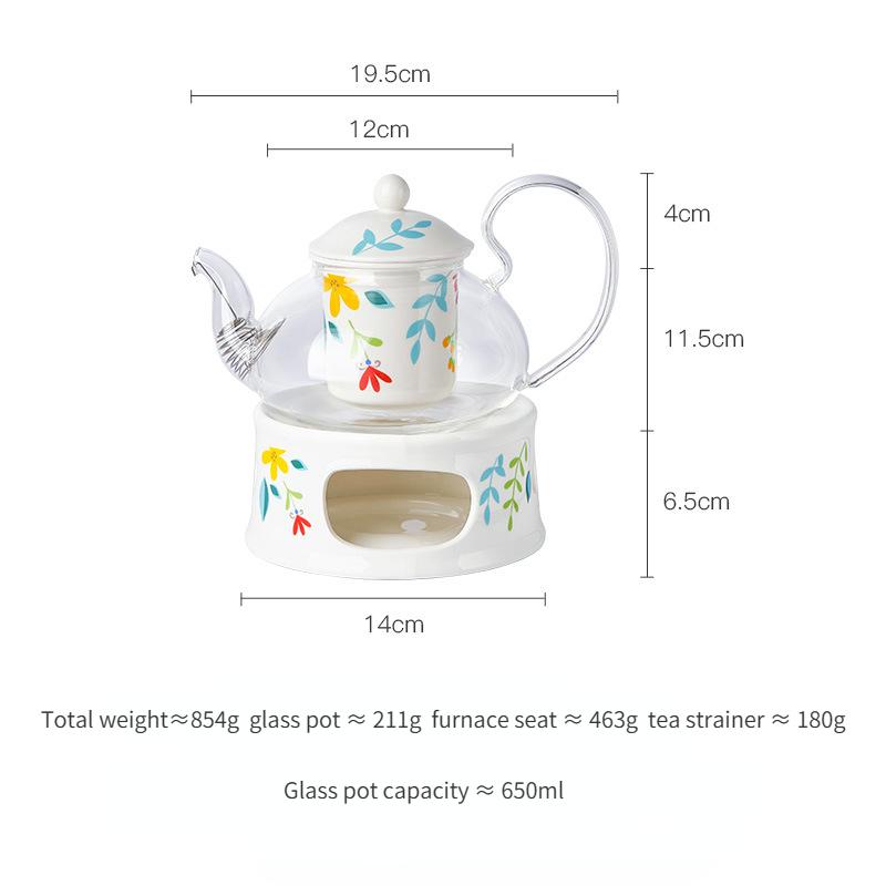 Керамический стеклянный цветочный чайник в европейском стиле с подогревом свечей, набор для заваривания фруктов и цветов
Керамический стеклянный цветочный чайник в европейском стиле с подогревом свечей, набор для заваривания фруктов и цветов