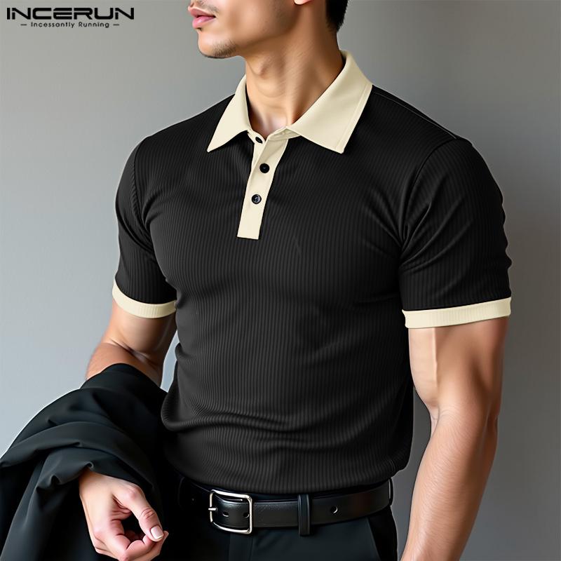 INCERUN Summer Men Lapel Neck Short Sleeve Stitching Rib Casual Office T-shirts Tops M
INCERUN Summer Men Lapel Neck Short Sleeve Stitching Rib Casual Office T-shirts Tops M