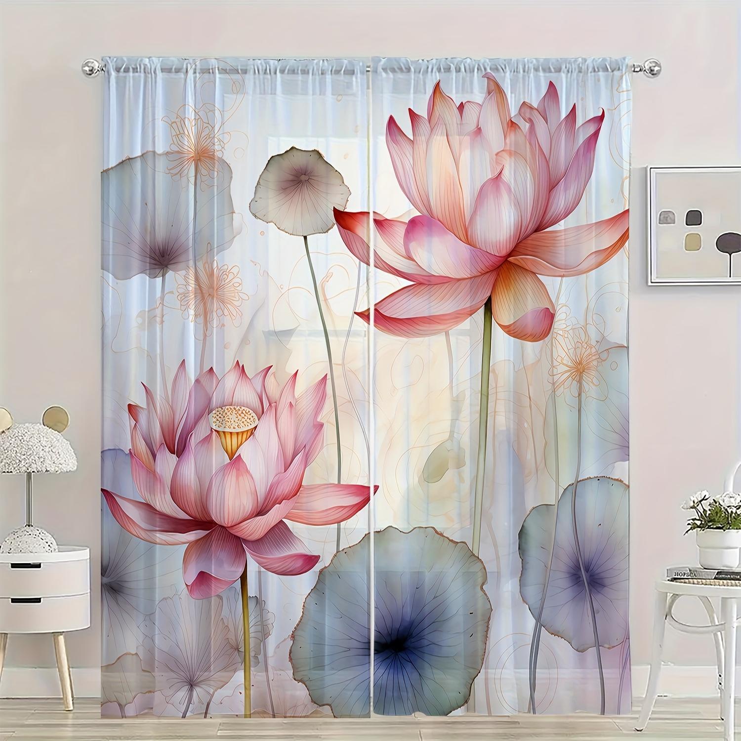 Modern Lotus Sheer Curtains Polyester Bedroom Living Room Kitchen Caf Balcony Garden Semi Set Of 2 Made With Rod Pocket Decor W100*H70(CM)-Grommet top&2PCS
Modern Lotus Sheer Curtains Polyester Bedroom Living Room Kitchen Caf Balcony Garden Semi Set Of 2 Made With Rod Pocket Decor W100*H70(CM)-Grommet top&2PCS